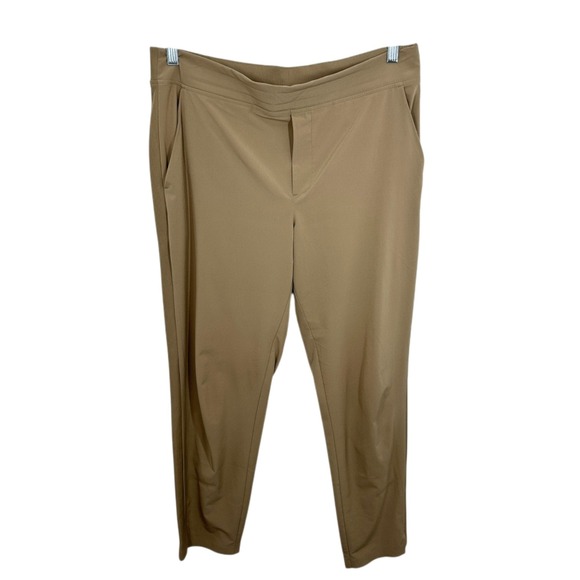 Athleta Pants - Athleta Brooklyn Ankle Pant Tan Khaki Stretch Mid Rise Cropped Size 12 Casual